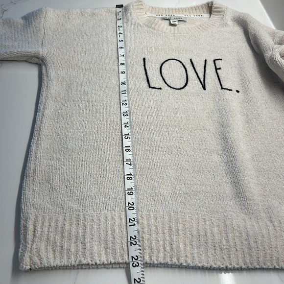 Rae Dunn Pull Over crew neck Sweater Cream w/"Love" Super Soft Poly/Nylon Blend - Picture 9 of 11